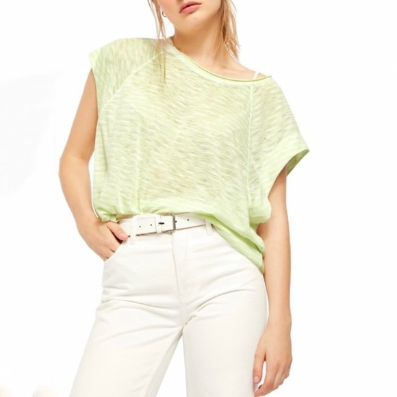NWT Free People Halo Cap Sleeve Oversized Stripe T - Picture 1 of 5